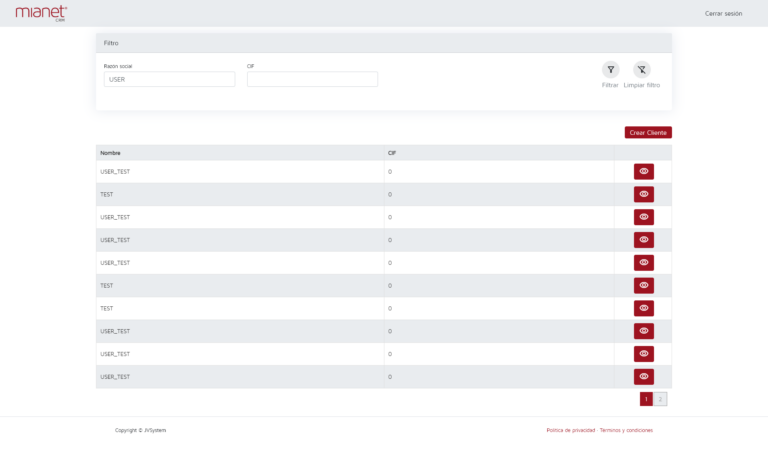 listado clientes mianet