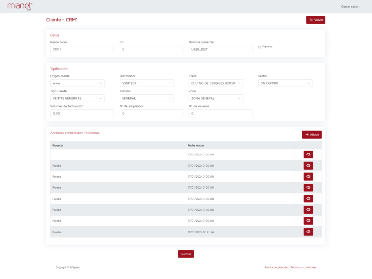 ficha de cliente mianet